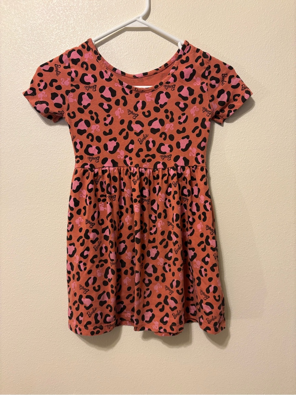 Girls' Barbie Girls  Leopard Print Short Sleeve Dress